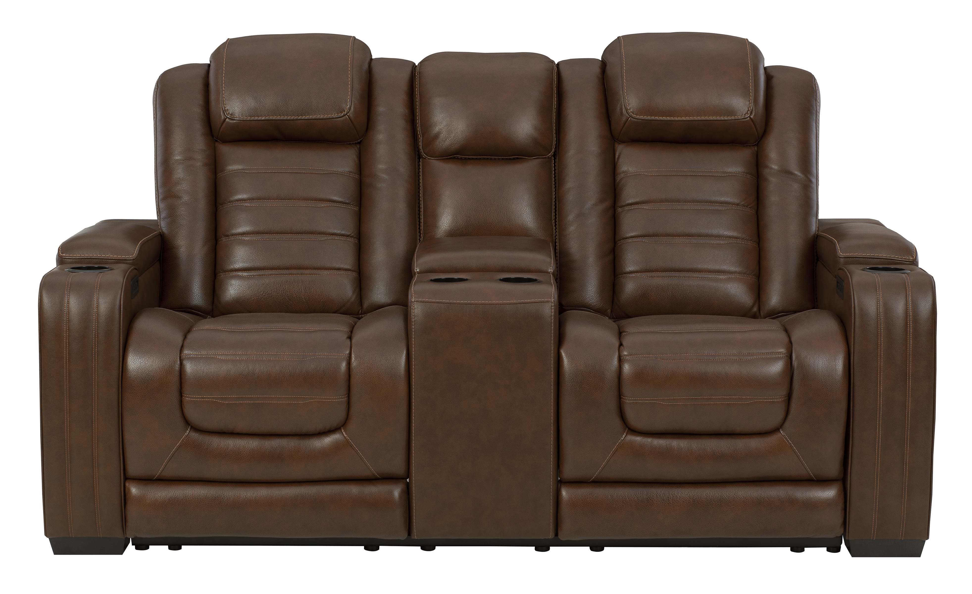 Signature Design by Ashley® Backtrack Chocolate Power Recliner Loveseat/Console/Adjustable Headrest