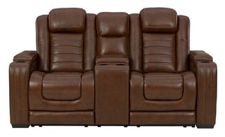 Signature Design by Ashley® Backtrack Chocolate Power Recliner Loveseat/Console/Adjustable Headrest