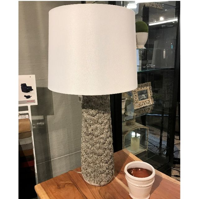  StyleCraft Table Lamp, Flower Motif/Concrete 1