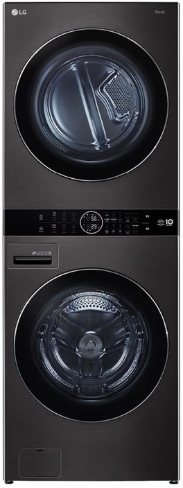 LG Wash Tower™ 4.5 Cu. Ft. Washer and 7.2 Cu. Ft. Dryer Black Steel Stack Laundry 0