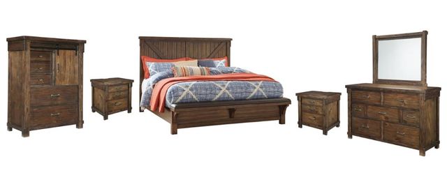 Signature Design by Ashley® Lakeleigh 6-Piece Brown Queen Panel Bed Set