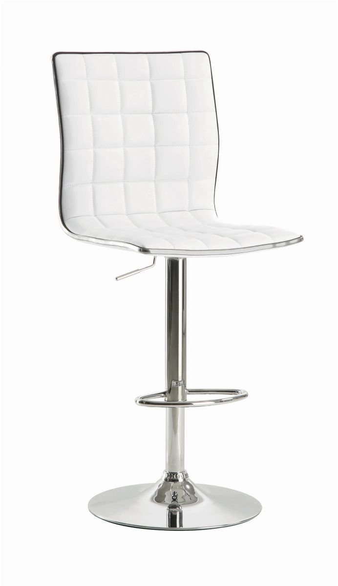 Coaster® 2-Piece White/Chrome Upholstered Adjustable Stool Set
