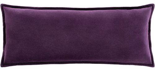 Surya Cotton Velvet Dark Purple 12"x30" Toss Pillow with Down Insert