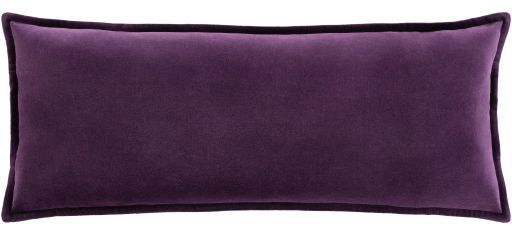Surya Cotton Velvet Dark Purple 12"x30" Toss Pillow with Down Insert-0