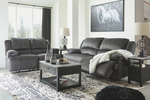 Signature Design by Ashley® Clonmel Charcoal Reclining Power Loveseat 2