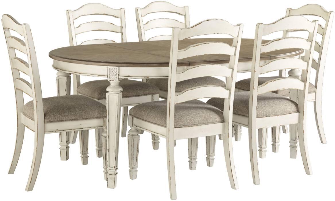 Signature Design by Ashley® Realyn 7-Piece Chipped White Dining Table Set