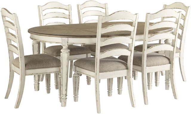 Signature Design by Ashley® Realyn 7-Piece Chipped White Dining Table Set-0