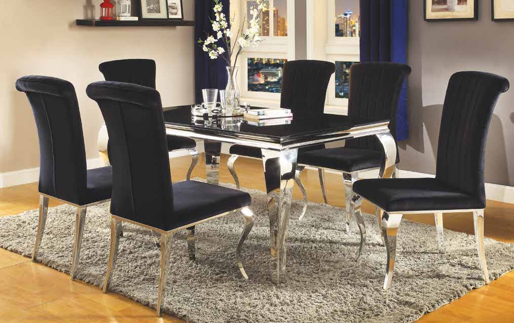 Coaster Carone 5 Piece Black Dining Table Set Pearls Furniture