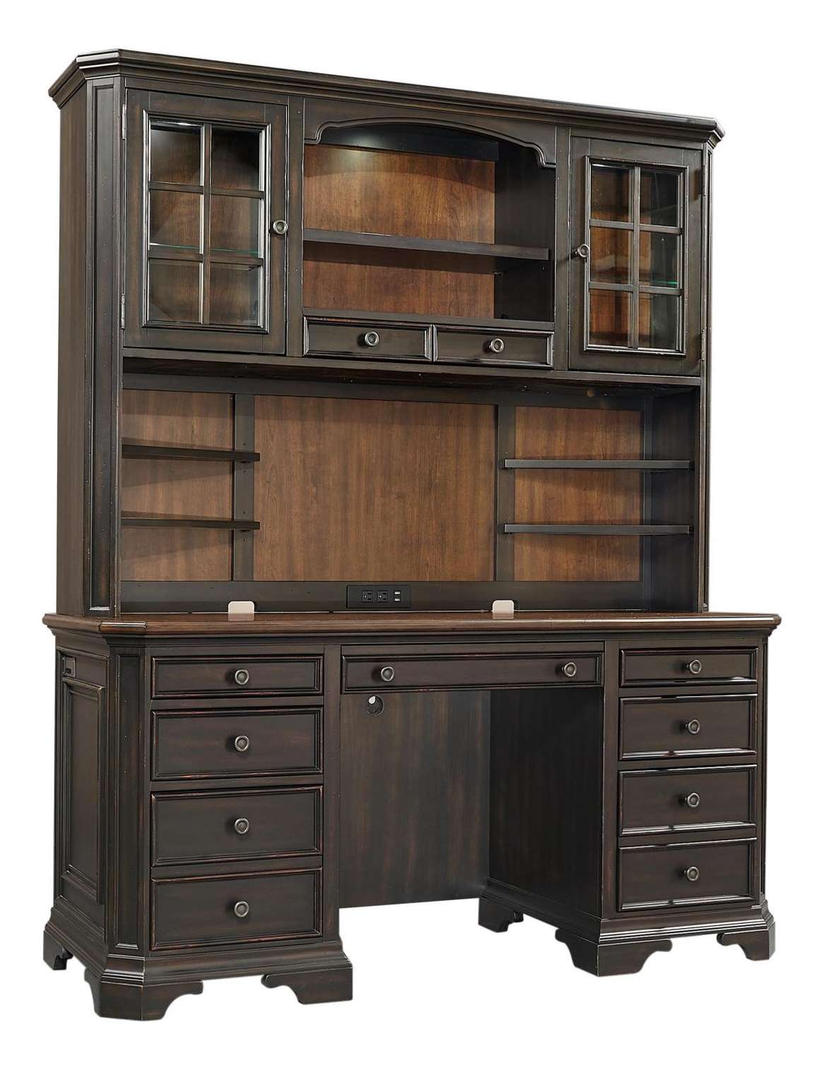 dark cherry desk with hutch