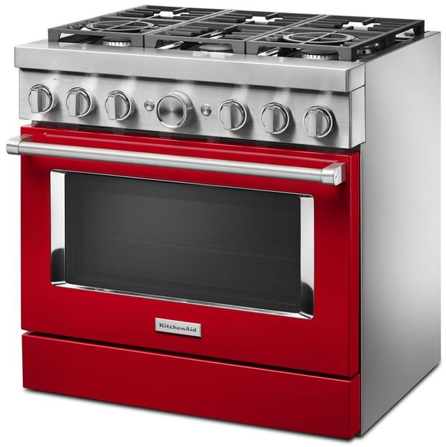 KitchenAid® 36" Passion Red Commercial-Style Free Standing Dual Fuel Range 4