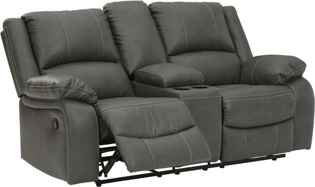 Signature Design by Ashley® Calderwell Gray Double Power Reclining Loveseat with Console-1