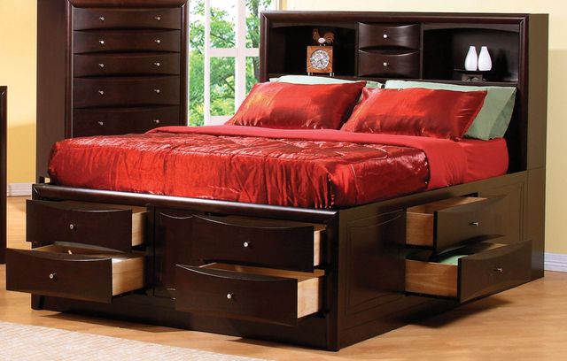 Coaster® Phoenix 4 Piece Deep Cappuccino California King Bookcase Bedroom Set 1