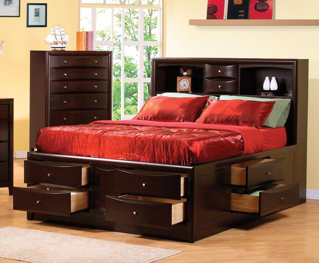 Coaster® Phoenix 4 Piece Deep Cappuccino Queen Bookcase Bedroom Set-1