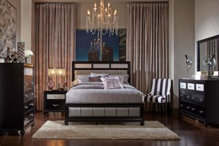 Coaster® Barzini 4 Piece Black and Grey California King Upholstered Bedroom Set