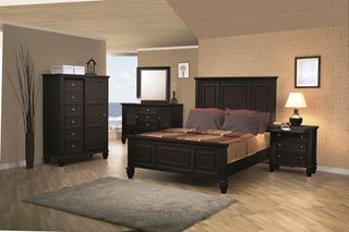 Coaster® Sandy Beach 4 Piece Black California King Panel Bedroom Set 
