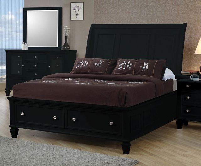 Coaster® Sandy Beach 4 Piece Black Queen Sleigh Storage Bedroom Set 1