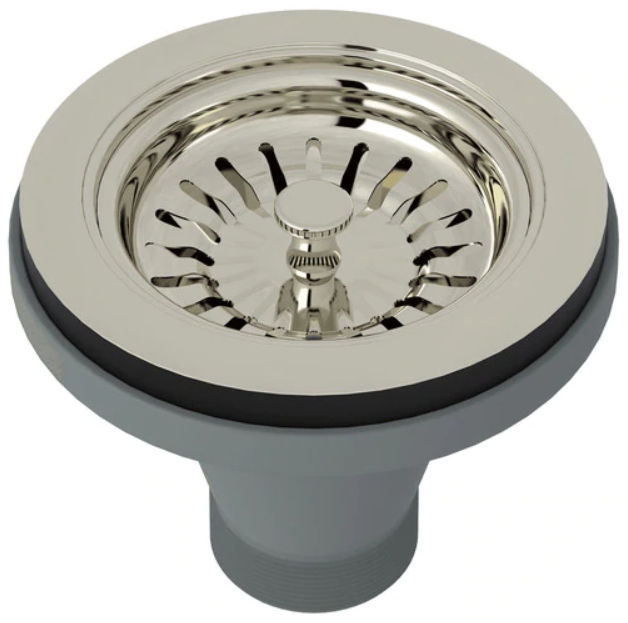 Rohl® Spa Collection Polished Nickel Manual Basket Strainer Without Remote Pop-Up