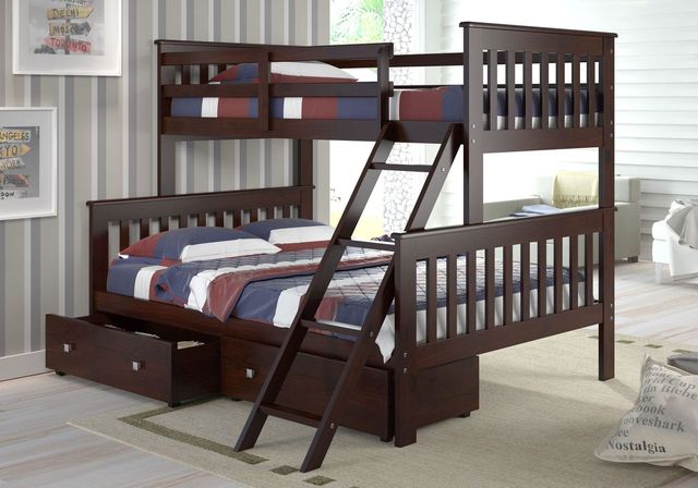Donco Trading Company Twin/Full Mission Bunk Bed with Drawers