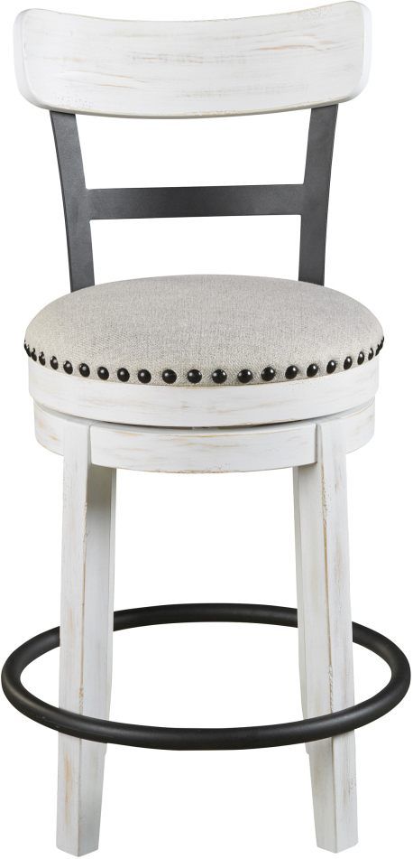 Signature Design by Ashley® Valebeck White Upholstered Swivel Bar Stool - Set of 2-1