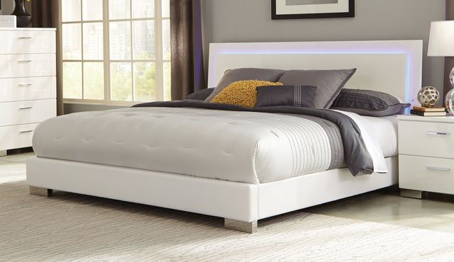 Coaster® Felicity 4 Piece Glossy White Queen Low Profile Bedroom Set-1