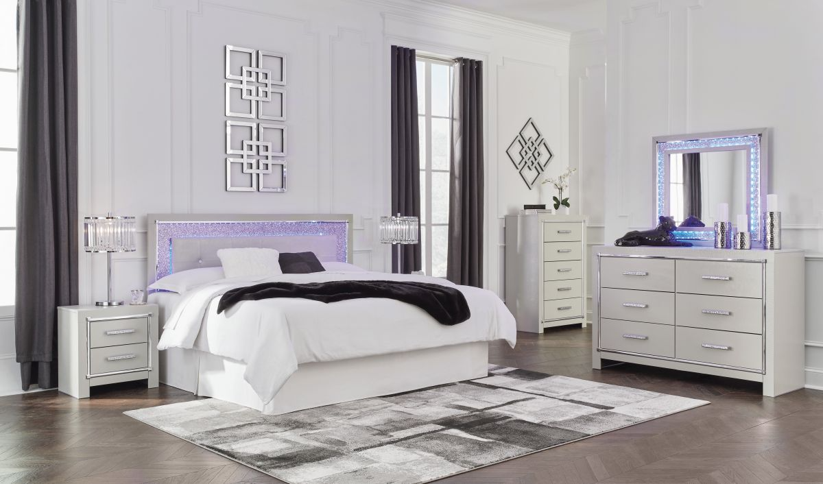 Signature Design By Ashley® Zyniden Silver King Upholstered Panel Bed ...