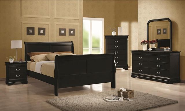 Coaster® Louis Philippe Black Queen Sleigh Panel Bed 5 Piece Set