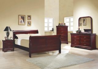 Coaster® Louis Philippe 4 Piece Red Brown Queen Sleigh Bedroom Set