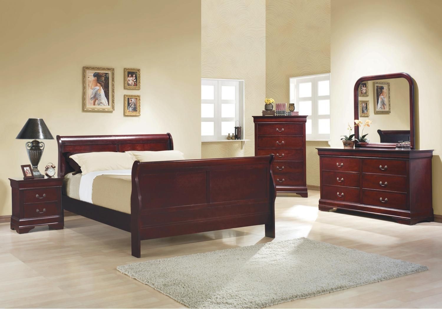 Coaster® Louis Philippe 5 Piece Red Brown Queen Sleigh Bedroom Set