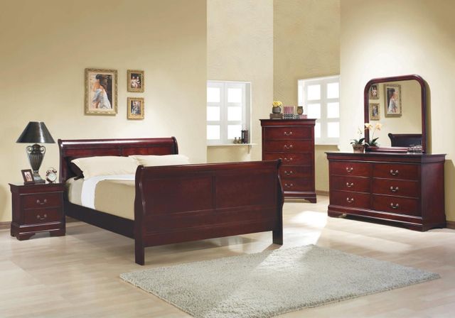 Coaster® Louis Philippe 5 Piece Red Brown Queen Sleigh Bedroom Set-0
