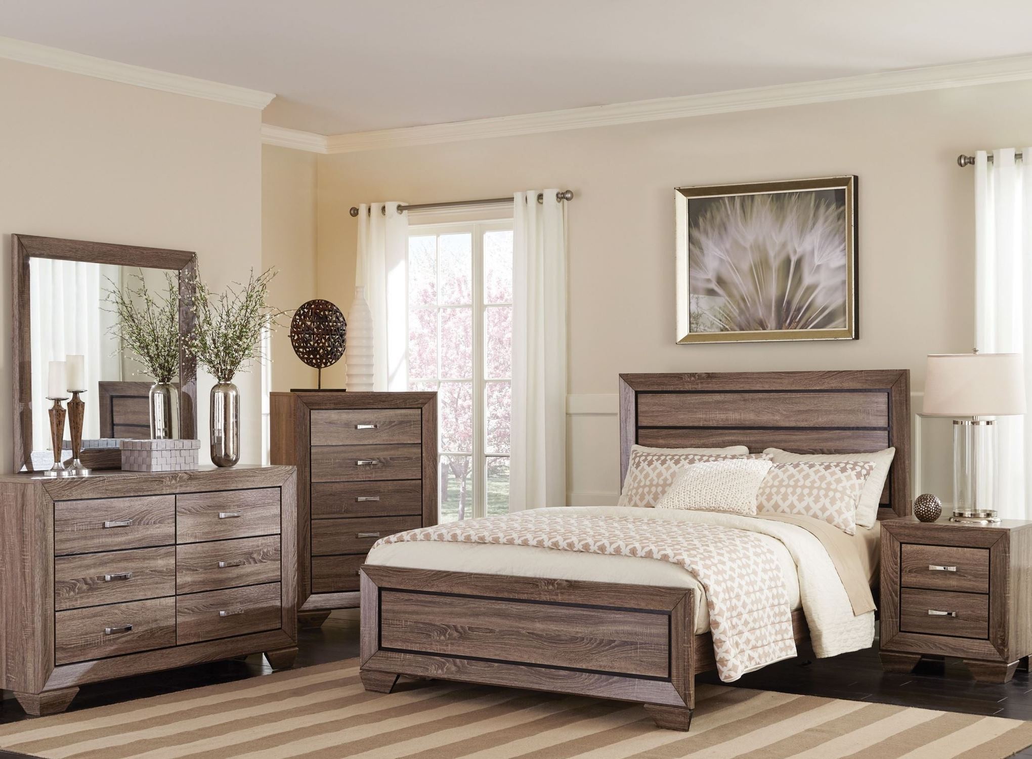 Coaster® Kauffman 4-Piece Washed Taupe California King Bedroom Set
