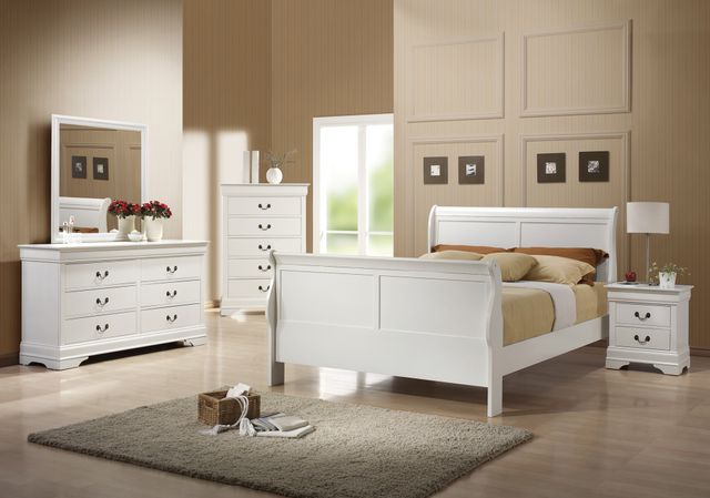 Coaster® Louis Philippe 4-Piece White Full Sleigh Bedroom Set