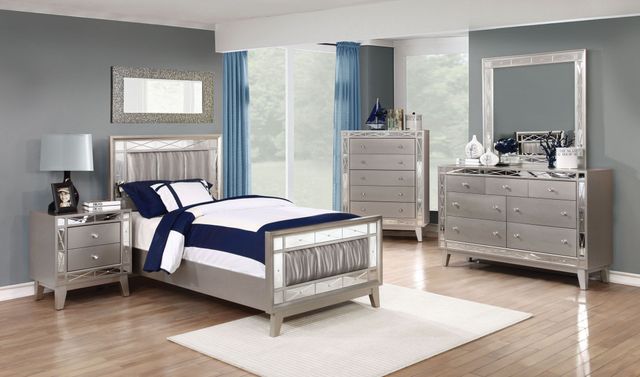 Coaster® Leighton 4-Piece Metallic Mercury Full Panel Bedroom Set