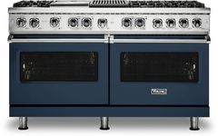 Viking® 5 Series 60" Slate Blue Pro Style Dual Fuel Liquid Propane Range with 12" Griddle and 12" Grill