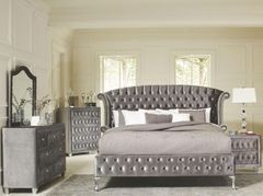 Coaster® Deanna 4-Piece Silver Grey Queen Upholstered Bedroom Set