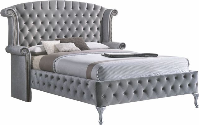 Coaster® Deanna 4 Piece Silver Grey Queen Upholstered Bedroom Set 1