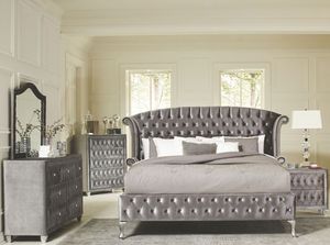 Coaster® Deanna 5-Piece Grey Queen Upholstered Bedroom Set