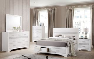 Coaster® Miranda 4 Piece White California King Panel Storage Bedroom Set