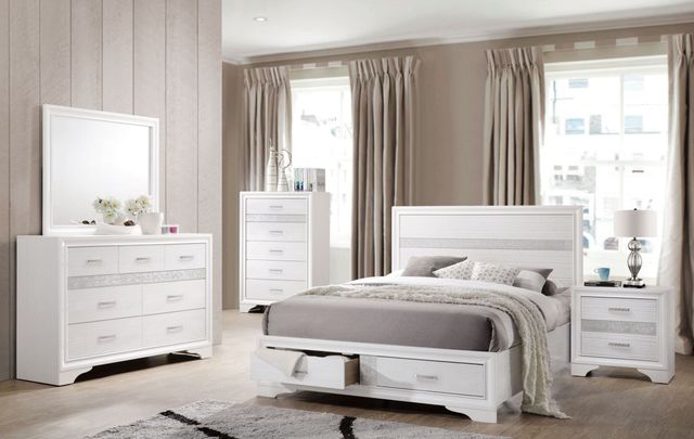 Coaster® Miranda 4 Piece White Queen Panel Storage Bedroom Set 0