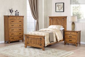 Coaster® Brenner 4-Piece Rustic Honey Full Panel Bedroom Set