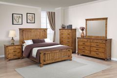 Coaster® Brenner 4-Piece Rustic Honey Queen Panel Bedroom Set