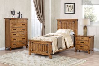 Coaster® Brenner 4 Piece Rustic Honey Twin Panel Bedroom Set