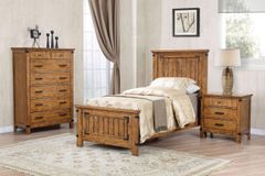 Coaster® Brenner 5-Piece Rustic Honey Twin Panel Bedroom Set