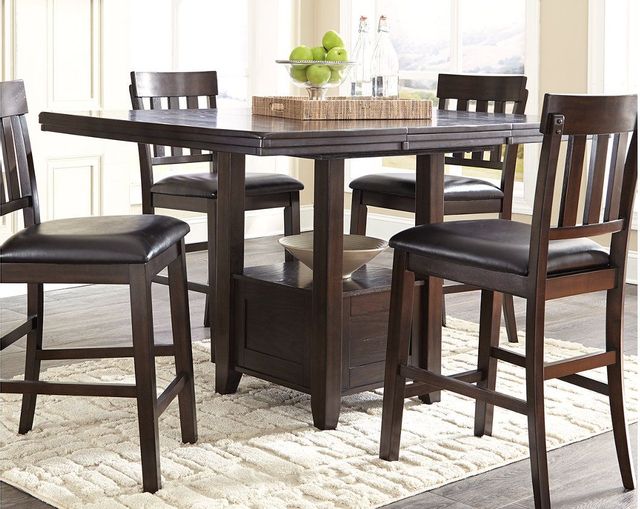 Signature Design by Ashley® Haddigan Dark Brown Counter Height Dining Room Table 4