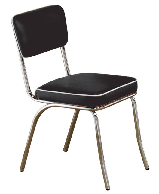 Coaster® Set of 2 Retro Black And Chrome Open Back Side Chairs 2
