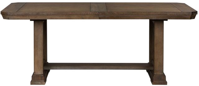 Liberty Furniture Artisan Prairie 6 Piece Aged Oak Trestle Table Set 4