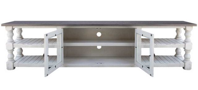 International Furniture Direct Stone Weathered Gray/Ivory Antiqued 93" TV Stand-1