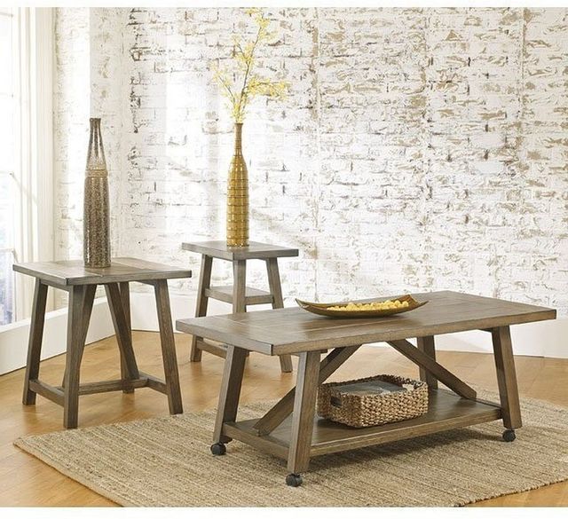 Signature Design by Ashley® Brinetta 3-Piece Light Brown Occasional Table Set  1