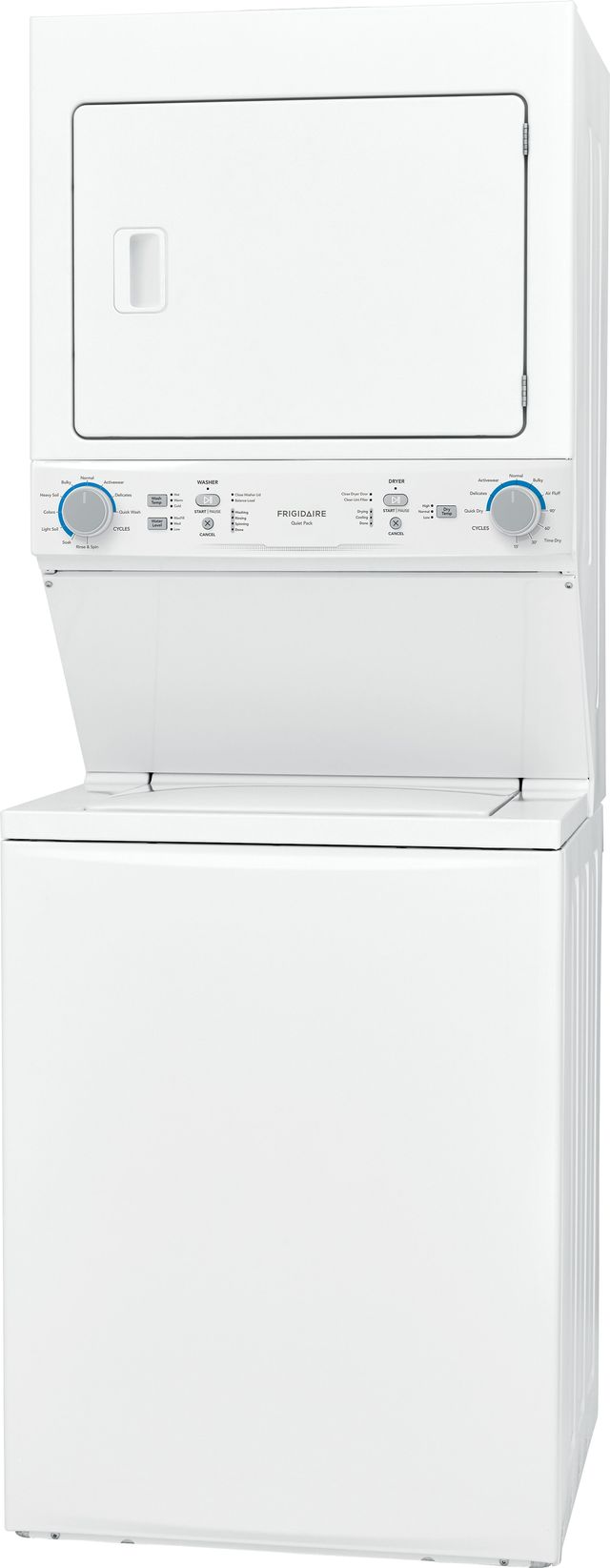Frigidaire® 3.9 Cu. Ft. Washer, 5.6 Cu. Ft. White Gas Stack Laundry 7