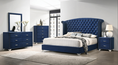 Coaster® Melody 5-Piece Pacific Blue Queen Tufted Upholstered Bedroom Set 