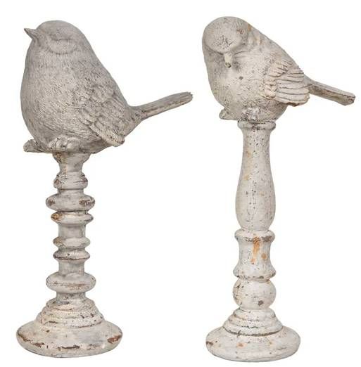 Crestview Collection Birdsong Post Rustic White & Grey Finial-0